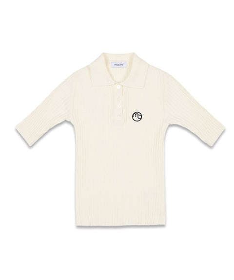 MACKY Golf: Slim Button Knit - Ivory