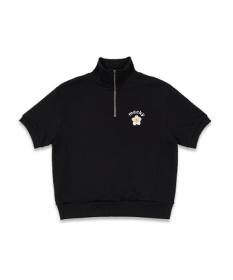 MACKY Golf: Daisy Zip-Up Half Sweatshirt - Black