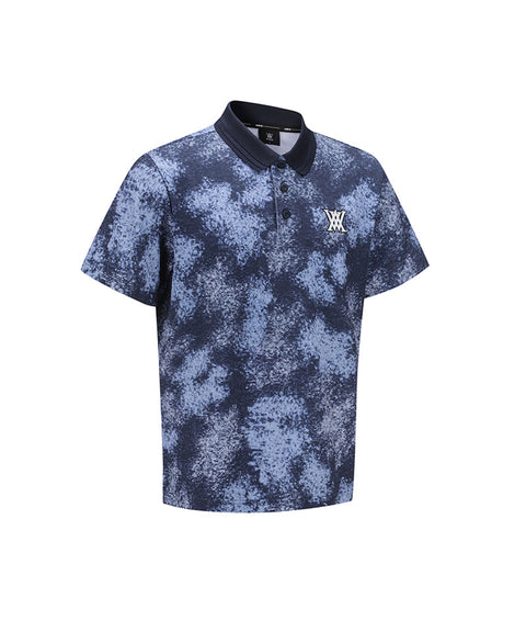 Men Sprinkled Pattern Short T-Shirt - Navy