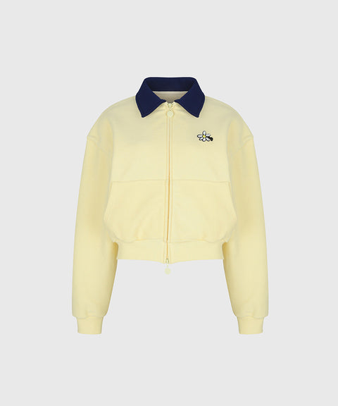 KANDINI French Terry 2-Way Zip-Up - Lemon