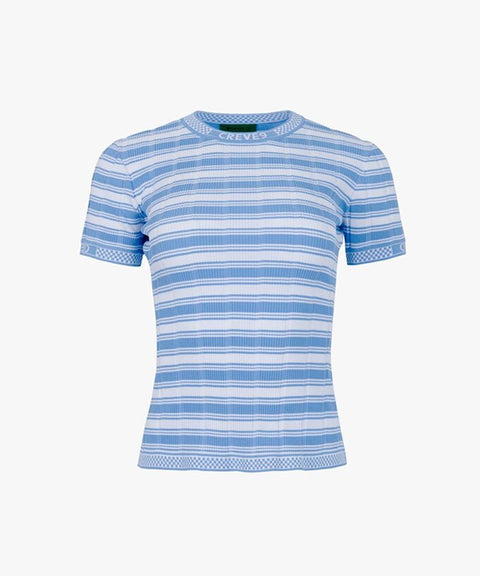 CREVE NINE: Striped Rib Knit - Sky Blue