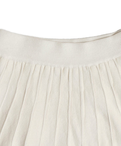 [Sample Sale] Q.C PLAY: Cute Pleated Knit Banding Skirt - Cream