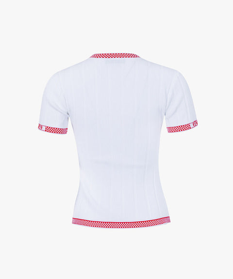 CREVE NINE: Round Ribbed Knitwear - White