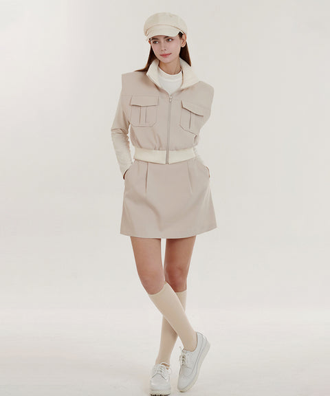 [Sample Sale] Q.C PLAY: Pintuck Pocket A-Line Balloon Skirt [Inner Pants Built-in] - 2colors