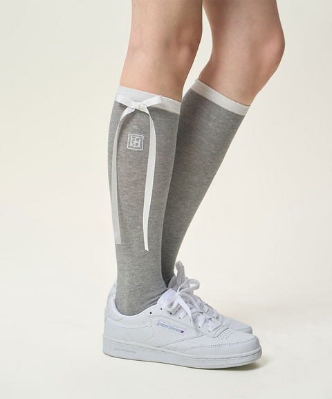 FORDI Ribbon Knee Socks - Gray