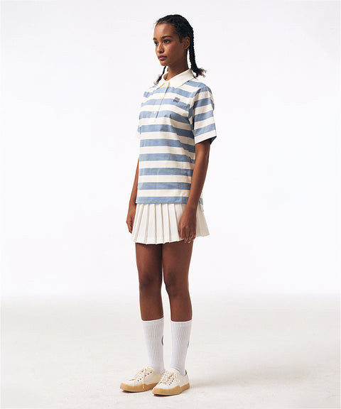 LENUCU Striped Collar T-Shirt - Sky Blue