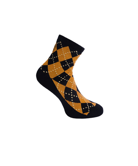 CREVE NINE: Argyle Middle Socks - Camel