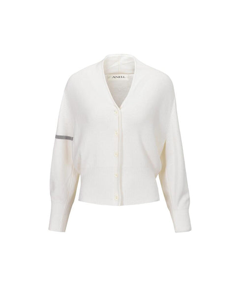 Anell Golf Shawl Knit Cardigan - Ivory