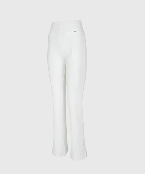 KANDINI Seersucker Stretch Slit Pants - White