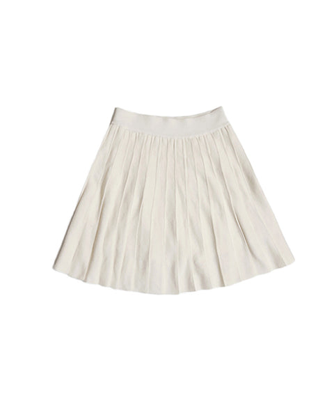 [Sample Sale] Q.C PLAY: Cute Pleated Knit Banding Skirt - Cream