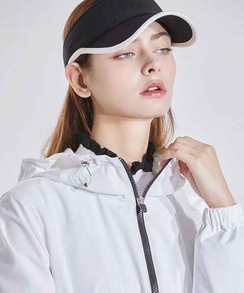 CHUCUCHU Shirring Hood Windbreaker - White