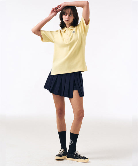 LENUCU Button Collar Big T-shirt - Lemon