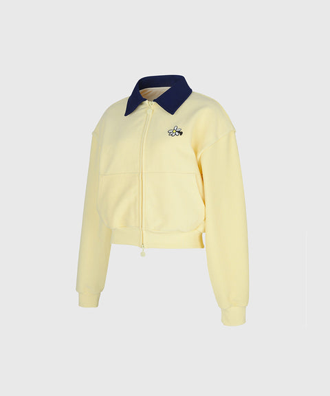 KANDINI French Terry 2-Way Zip-Up - Lemon