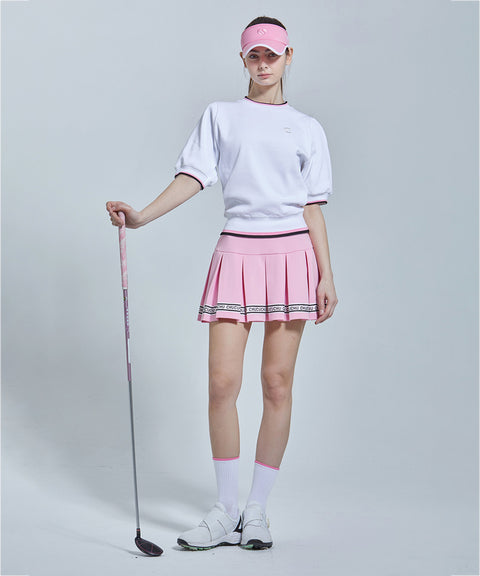 CHUCUCHU Logo Line Pleated Skirt - Pink