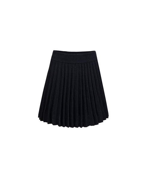 Anell Golf Warm Knit Pleated Skirt - Black