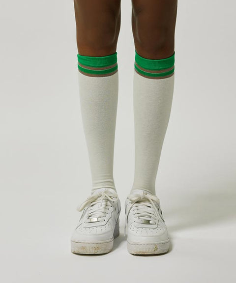 CREVE NINE: Striped Knee Socks - 2 Colors