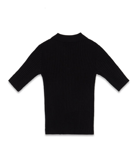 MACKY Golf: Slim Button Knit - Black