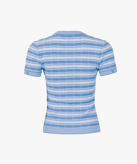 CREVE NINE: Striped Rib Knit - Sky Blue