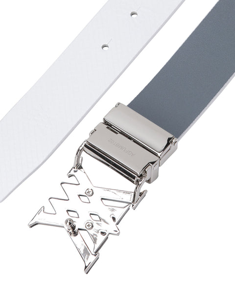 Men's Logo Point Reversible Belt - White