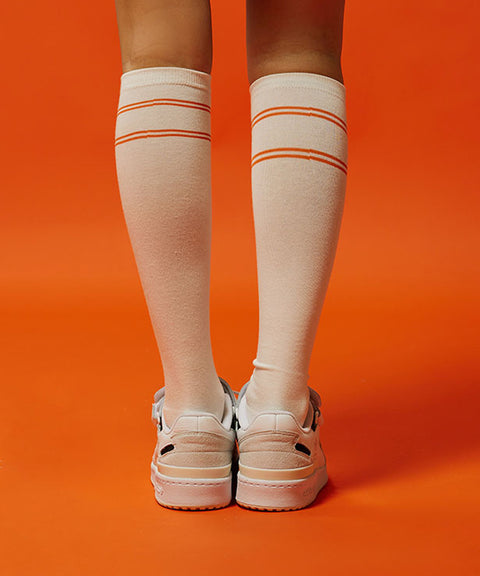 CREVE NINE: Double Stripe Knee Socks - 2 Colors