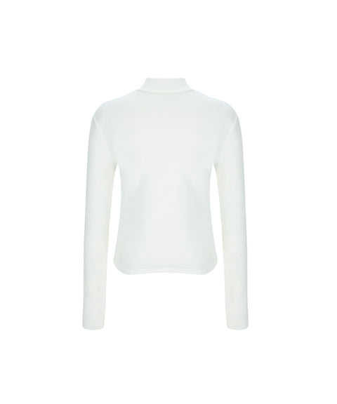 [Warehouse Sale] LENUCU Women's Fleece Mock Neck Inner Tee - White