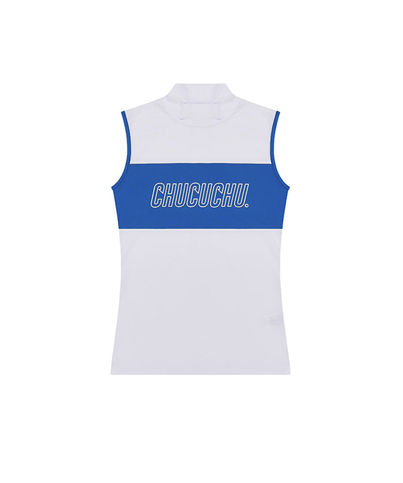 CHUCUCHU Logo Half Neck Sleeveless - White