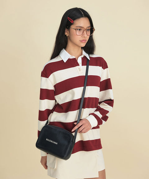 FORDI Stripe Collar T-Shirt - Wine