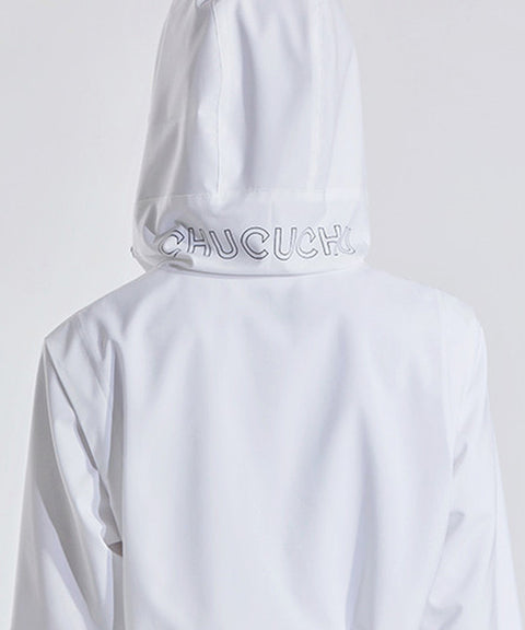 CHUCUCHU Shirring Hood Windbreaker - White