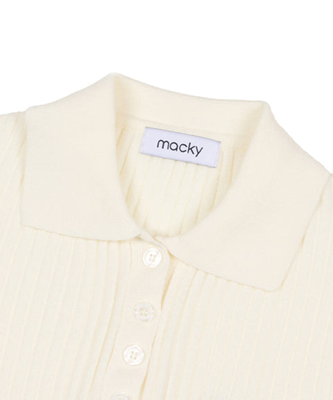 MACKY Golf: Slim Button Knit - Ivory