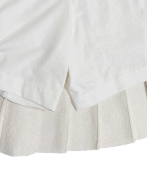 [Sample Sale] Q.C PLAY: Cute Pleated Knit Banding Skirt - Cream