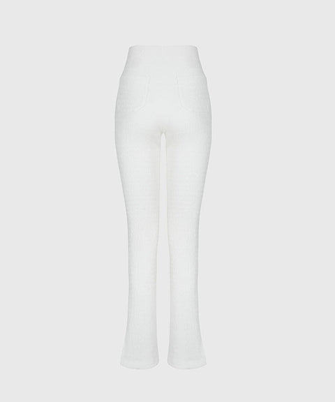 KANDINI Seersucker Stretch Slit Pants - White