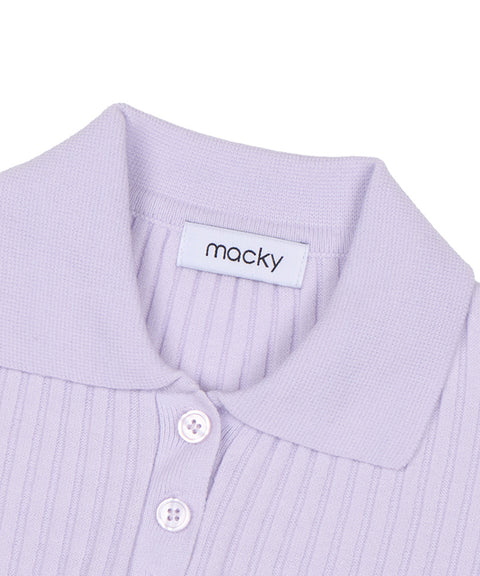 MACKY Golf: Slim Button Knit - Purple