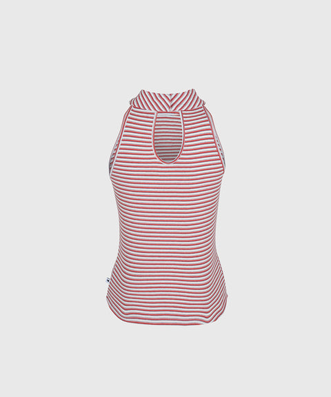 KANDINI New Stripe Halter Tee - Red