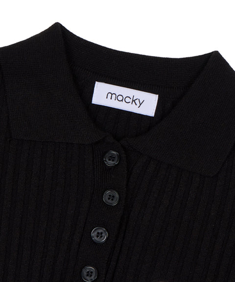 MACKY Golf: Slim Button Knit - Black