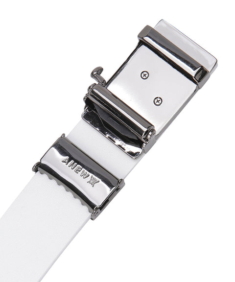 Men's Leather Auto Locking Belt - White