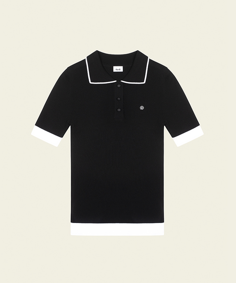 FORDI Line Collar Short Sleeve Knit - Black