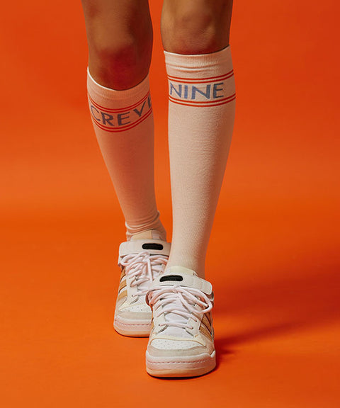 CREVE NINE: Double Stripe Knee Socks - 2 Colors