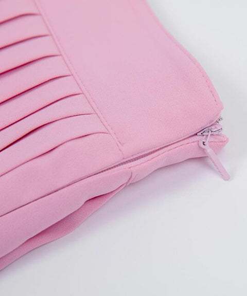 CREVE NINE: Two-Tone Ribbed Swing Pleats - Light Pink