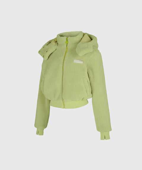 KANDINI Teddy Fleece Hooded Jumper - Light Green