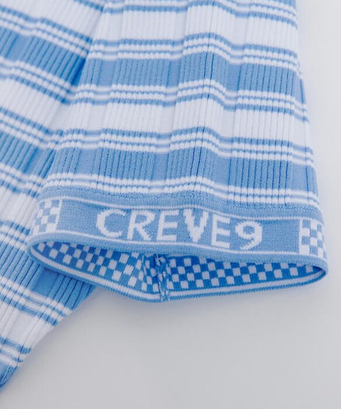 CREVE NINE: Striped Rib Knit - Sky Blue