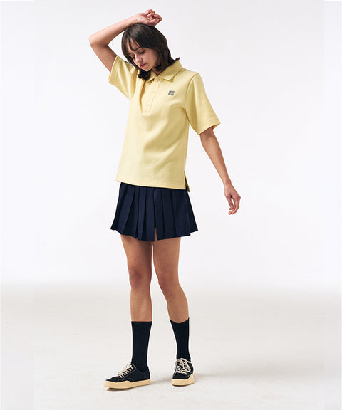 LENUCU Button Collar Big T-shirt - Lemon