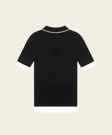 FORDI Line Collar Short Sleeve Knit - Black