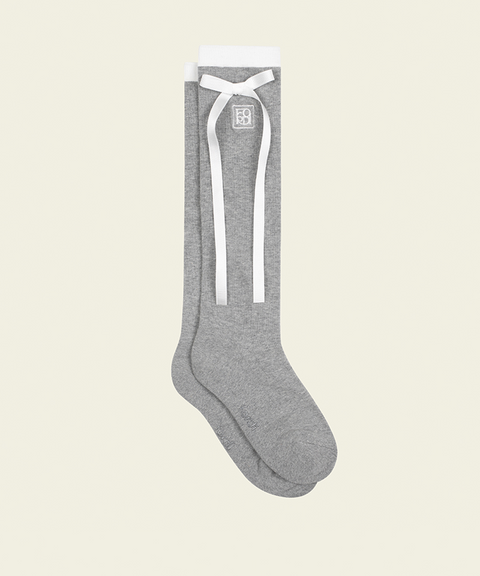 FORDI Ribbon Knee Socks - Gray