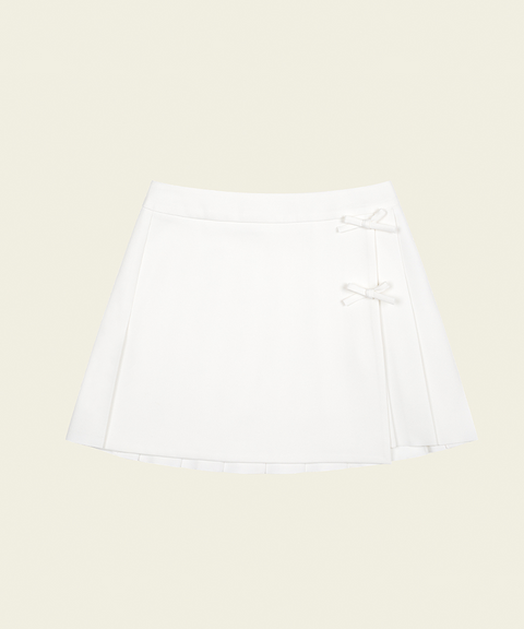 FORDI Ribbon Wrap Pleated Skirt - White