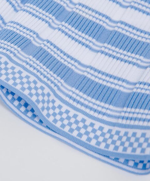 CREVE NINE: Striped Rib Knit - Sky Blue