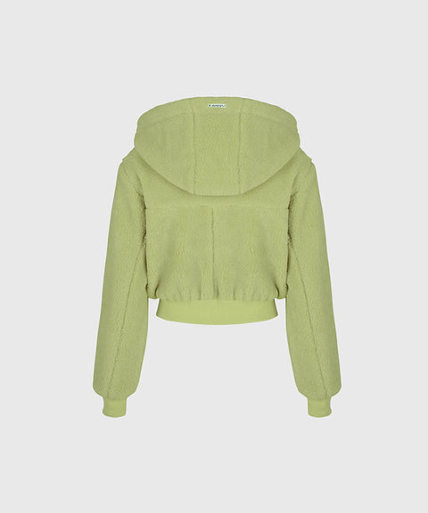 KANDINI Teddy Fleece Hooded Jumper - Light Green