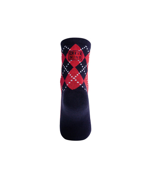 CREVE NINE: Argyle Middle Socks - Red