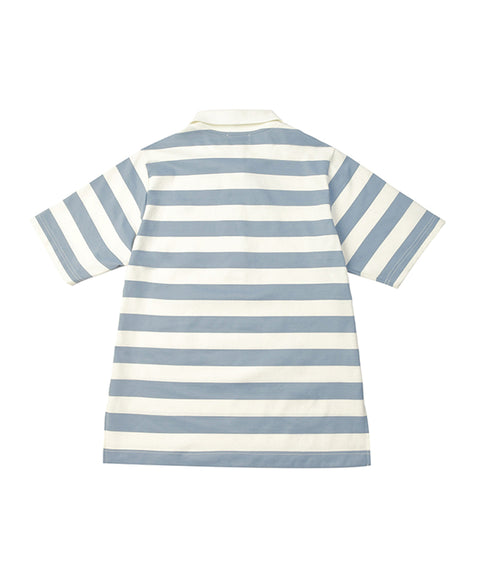 LENUCU Striped Collar T-Shirt - Sky Blue