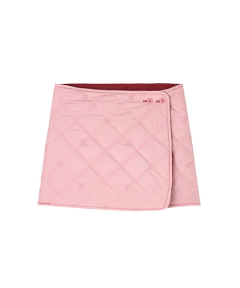 POSHERD Logo Quilted Reversible Padded Wrap Skirt -  Wine/Pink