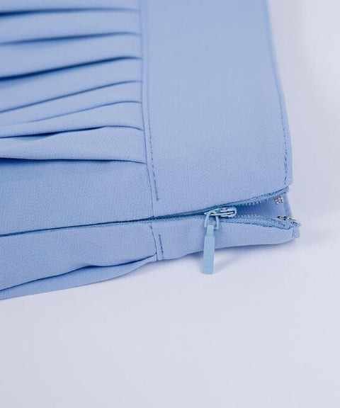 CREVE NINE: Two-Tone Ribbed Swing Pleats - Sky Blue